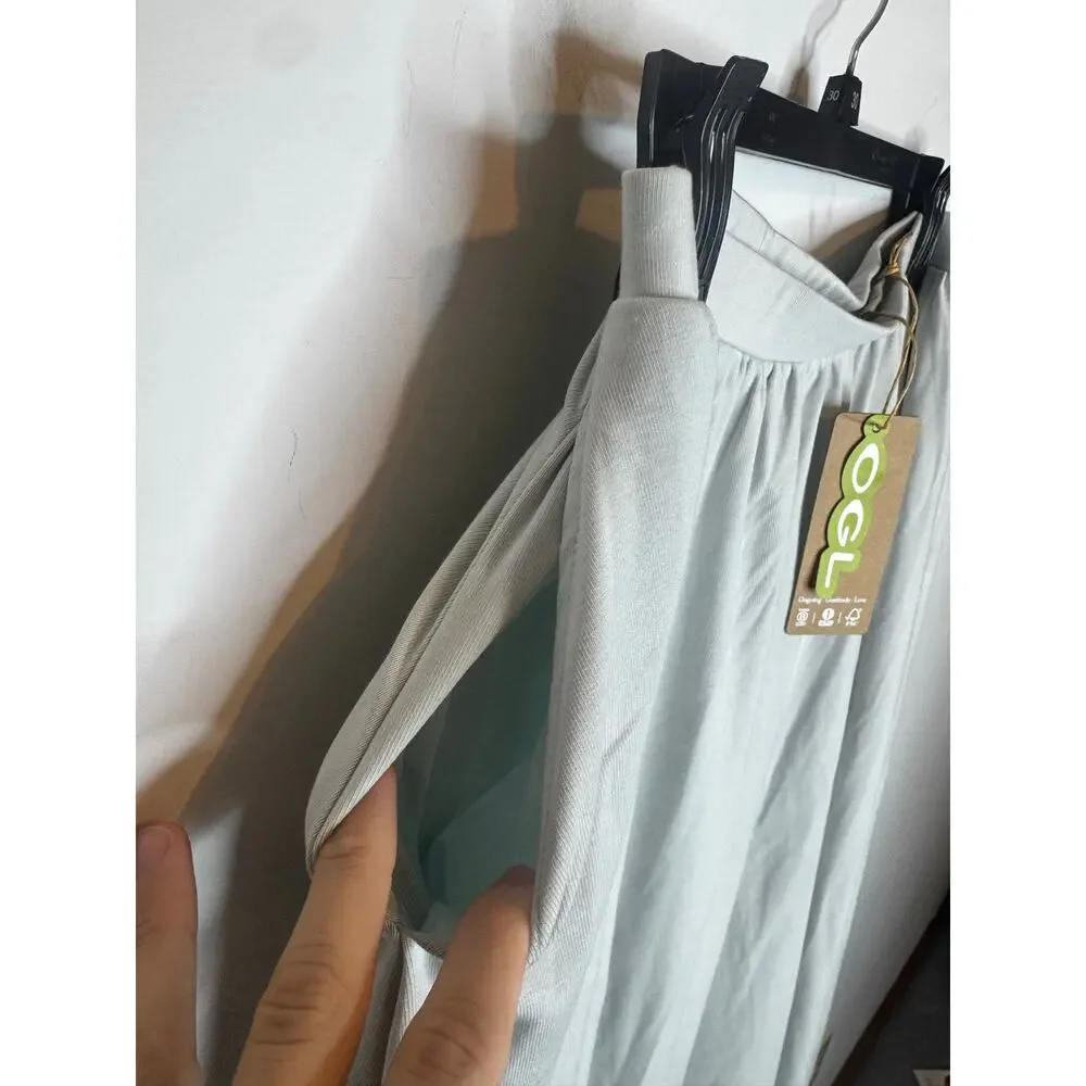 OGL Move Gray Maxi Skirt Long Flowy High Rise Elastic Waist Pockets Size L